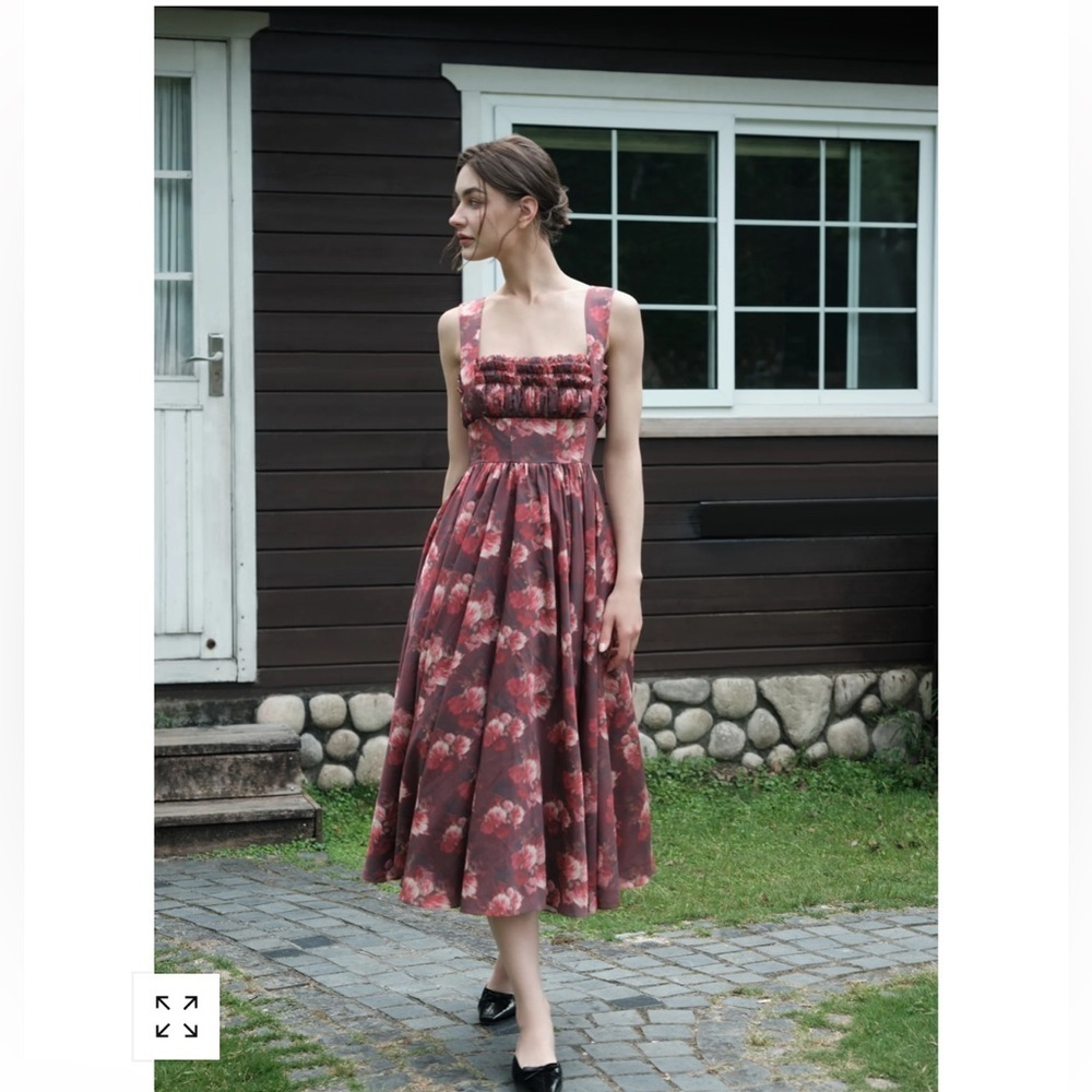 Maison Amory THE GRACE BLVD DRESS IN CHERRY ROSE CARNATION Sz L